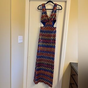 Ramy Brook Multicolor Chevron Maxi Dress